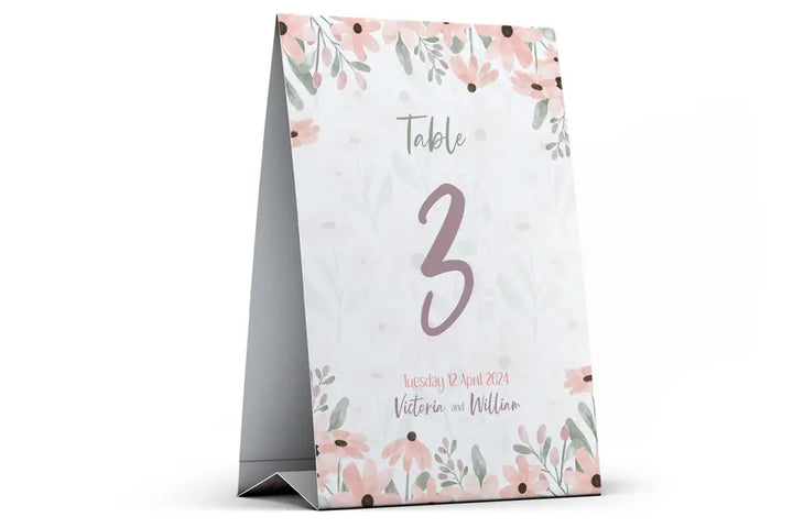 Table Number Sign Wild Flower