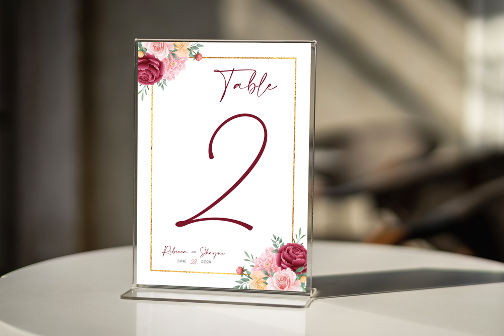 Table Number Sign