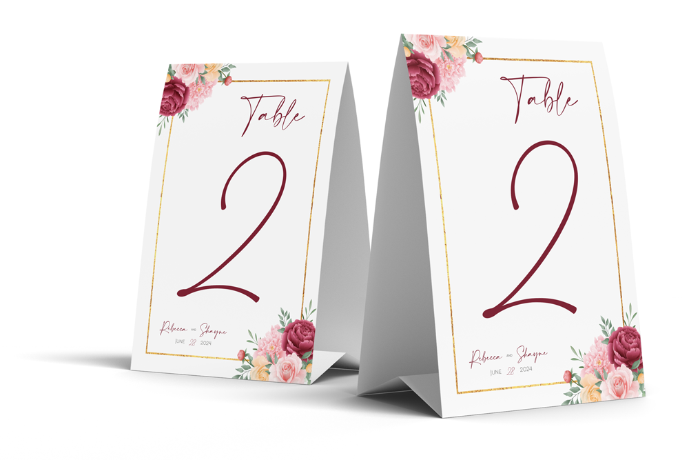 Table Number Sign