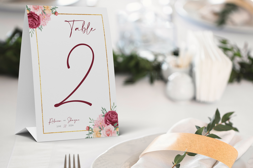 Table Number Sign
