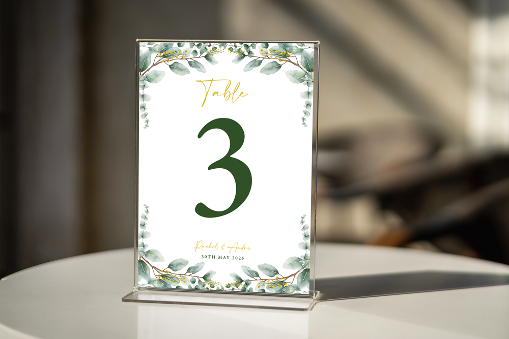 Table Number Sign