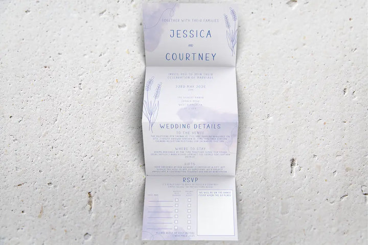 Accordion Wedding Invitation Lavender