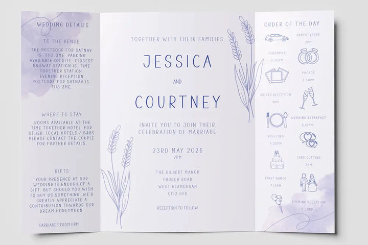 Gatefold Wedding Invitation Lavender