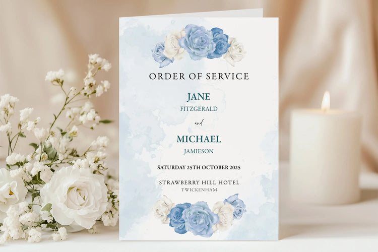 Order of Service Blue Floral