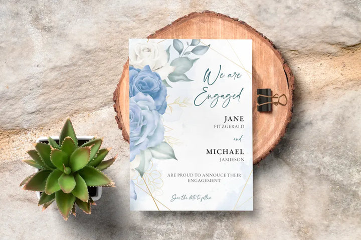 Engagement Announcement Blue Floral