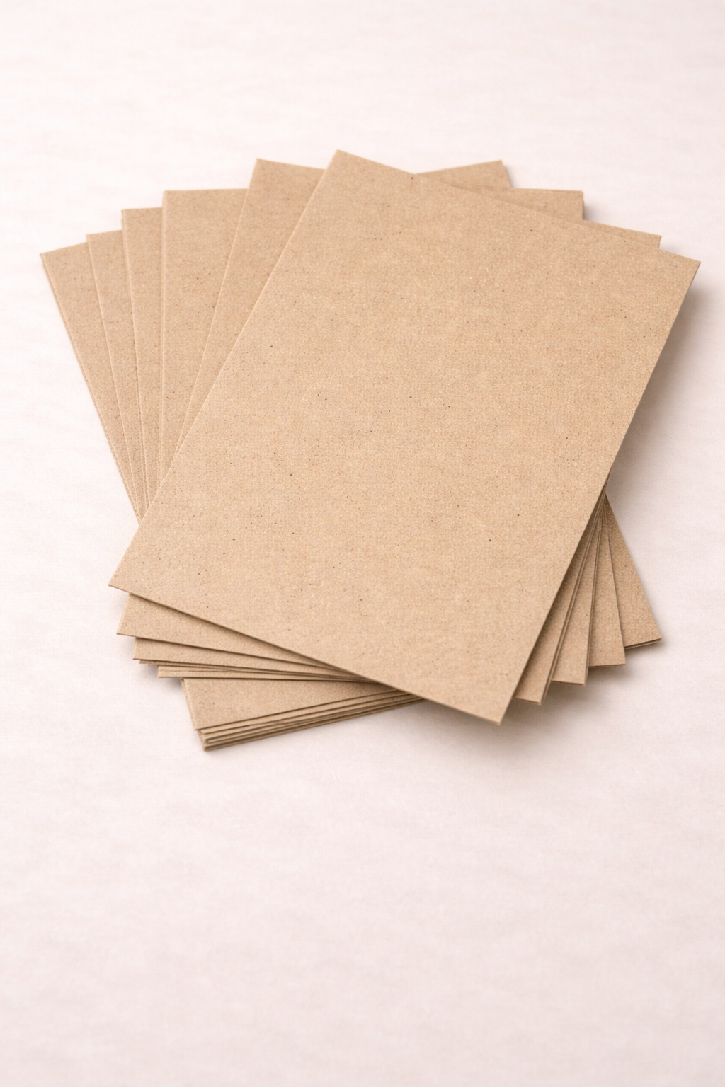 Stack of brown kraft paper sheets on a white background