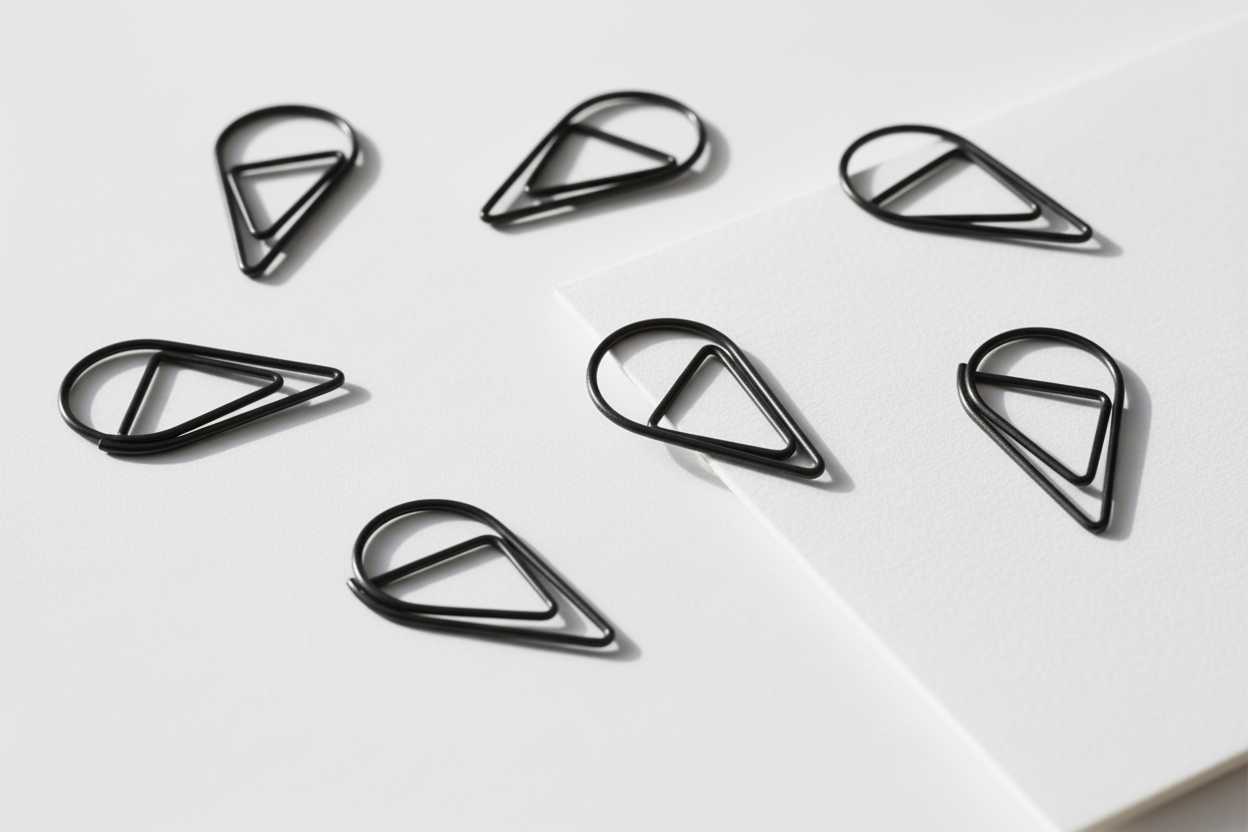 Black tear drop paperclips group shot