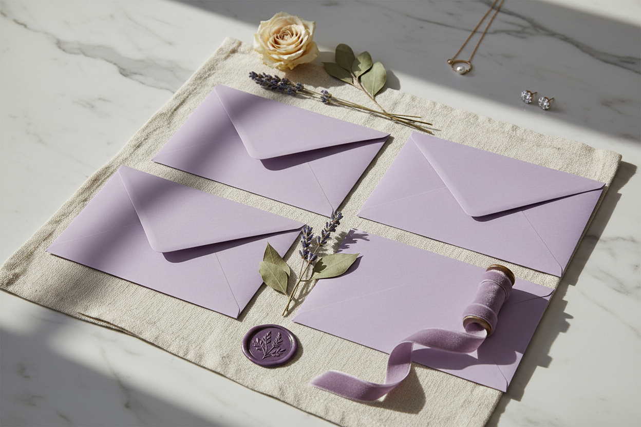 Elegant Lilac Wedding Envelopes - Alternative Style