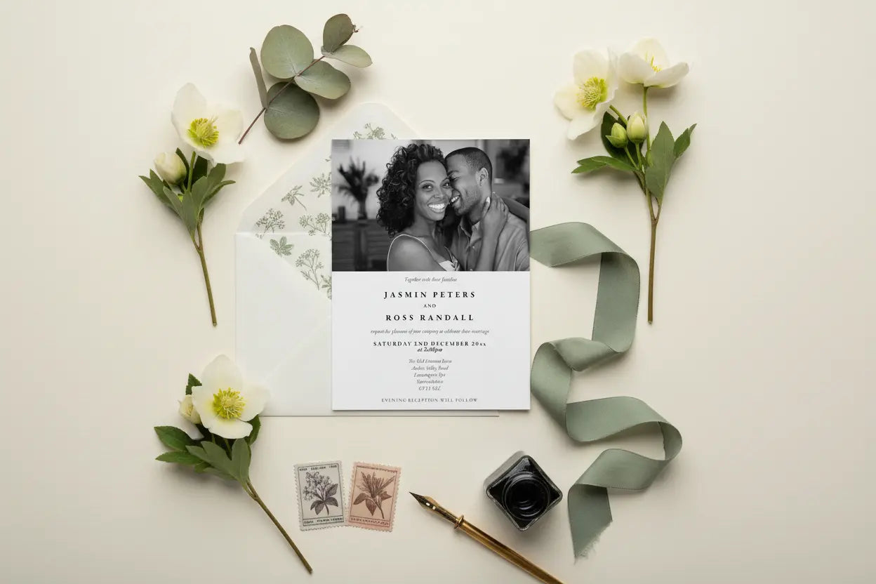 Flat Lay Wedding Invitation
