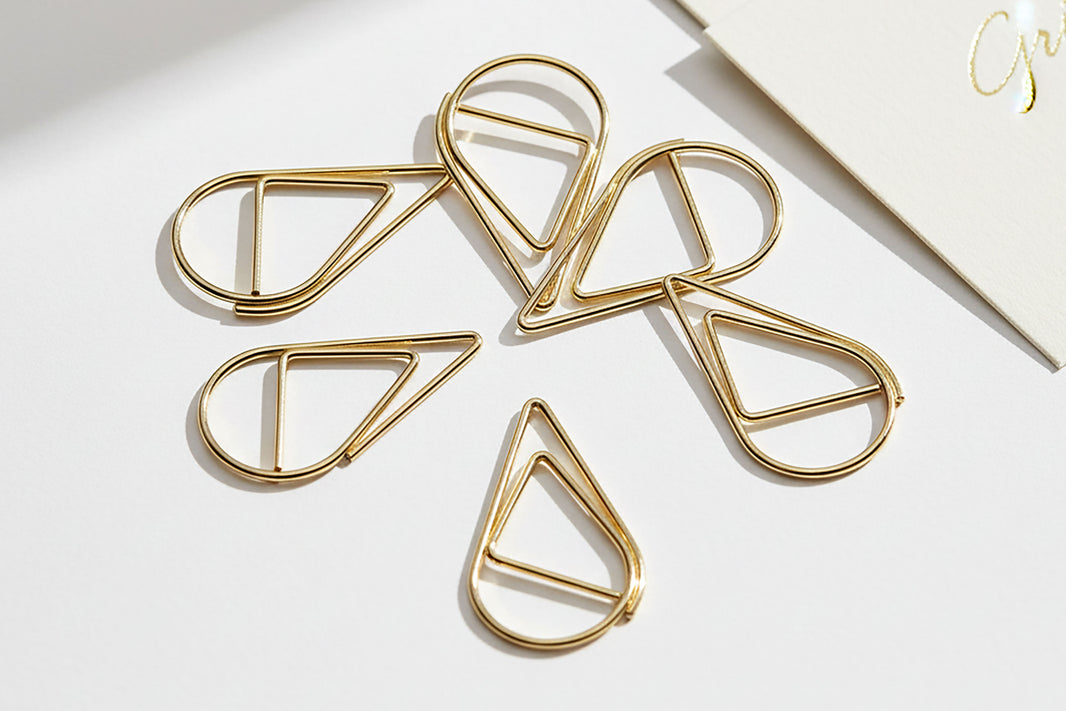 Gold Tear Drop Paperclips