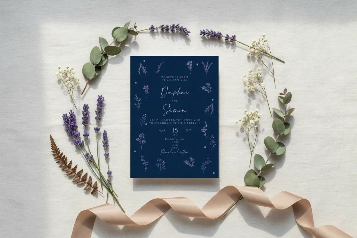 Navy Invitation Light Background Mockup