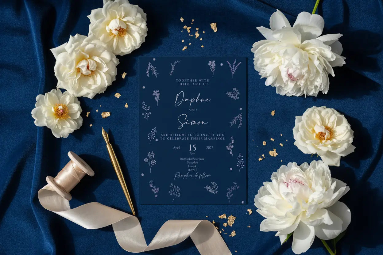 Navy Invitation Luxe Blue Mockup