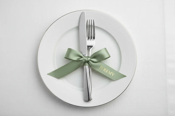 Sage green ribbon with Jeremy on right tail only