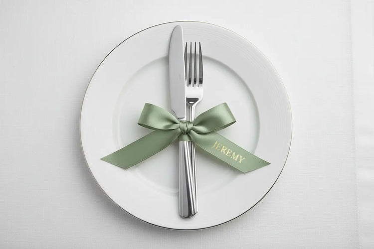 Sage green ribbon with Jeremy on right tail only