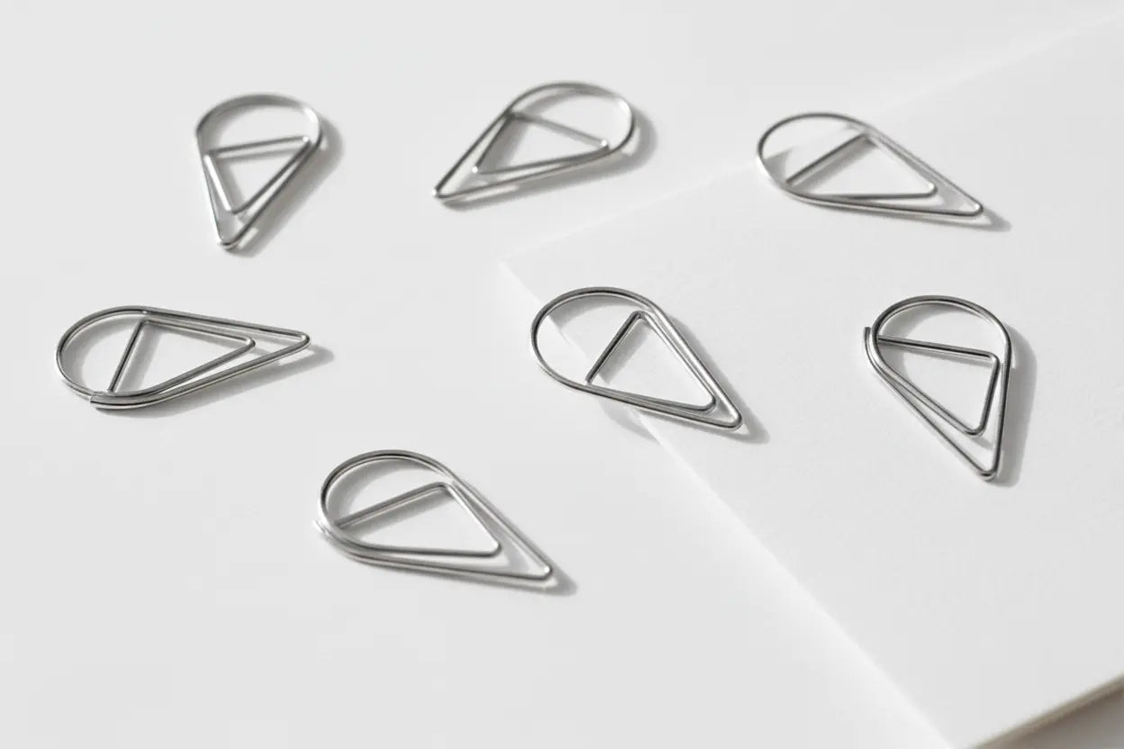 Silver tear drop paperclips group shot