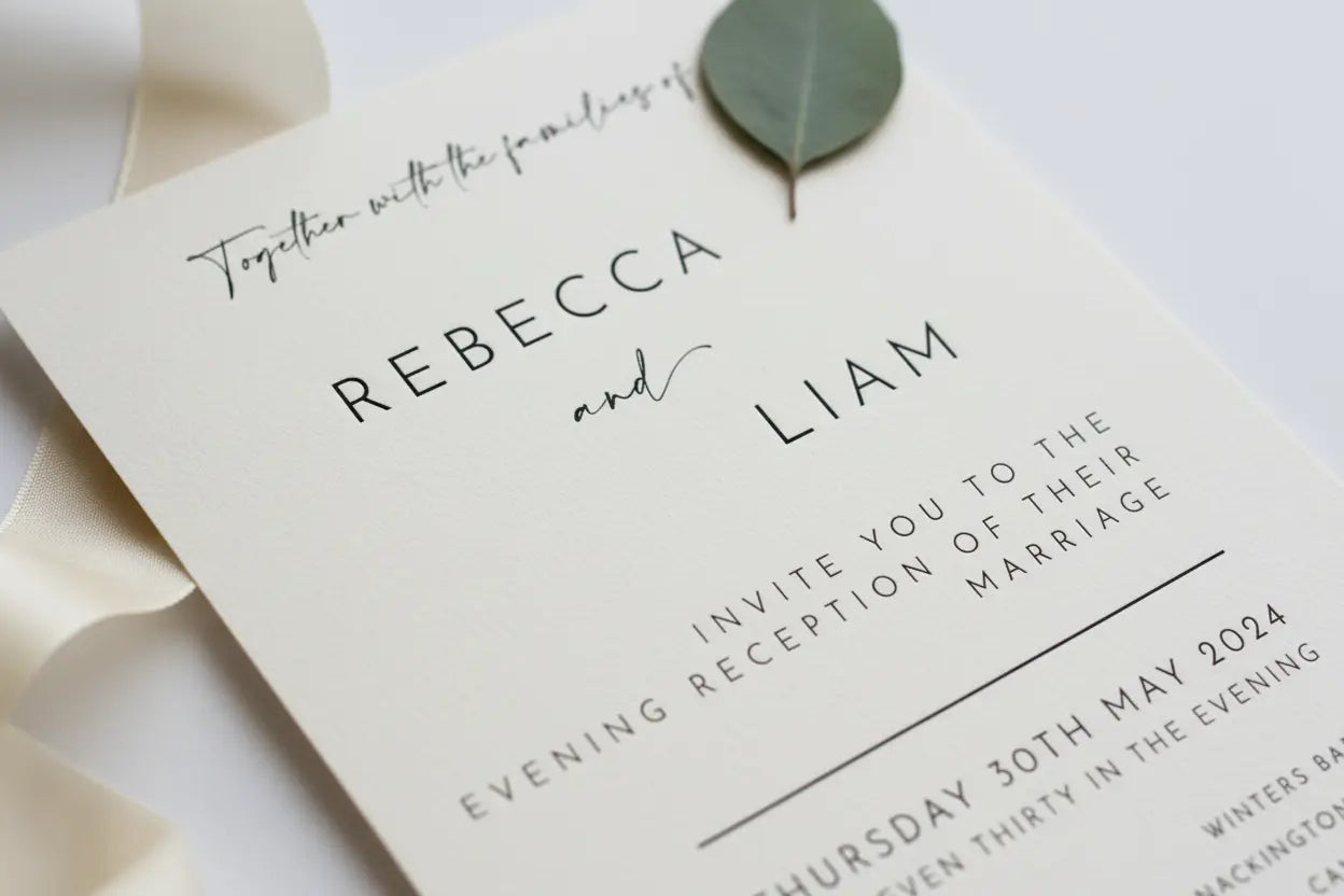 Zoomed-in luxury wedding invitation product shot